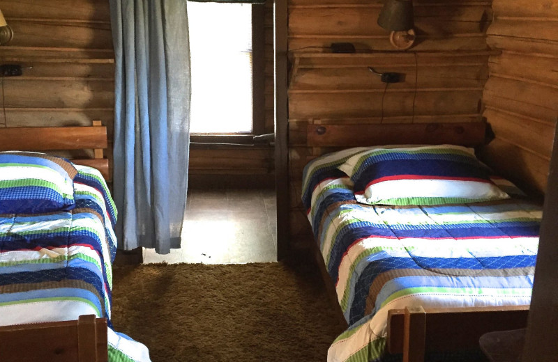 Cabin bedroom at Wilsons on Moosehead Lake.