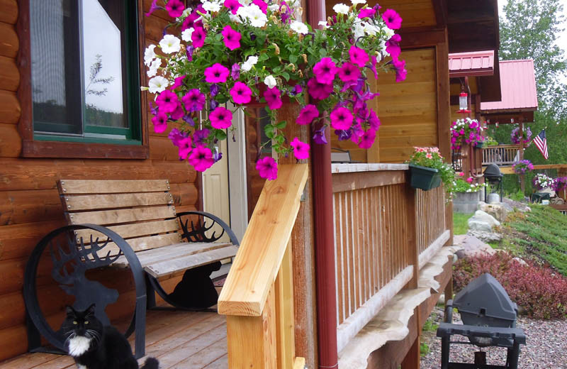 Cabin deck at Glaciers' Mountain Resort.