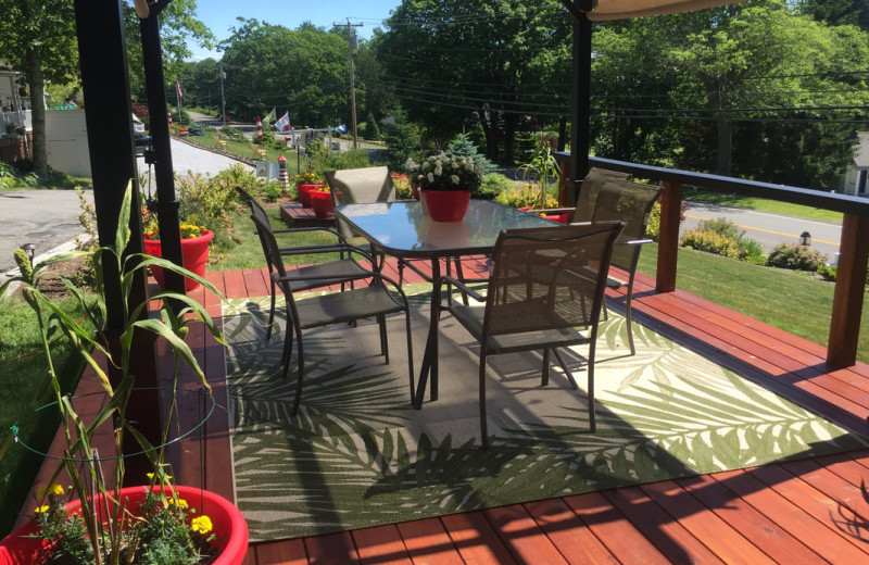 New Pergola deck. Happy hour at Mount Battie on the deck.  