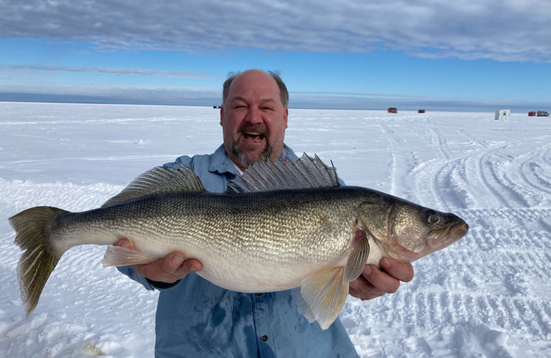 Ice fishing at Arnesen's Rocky Point Resort.