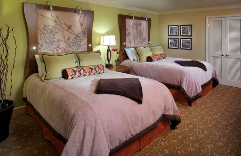 Double queen guest room at Cheyenne Mountain Resort.