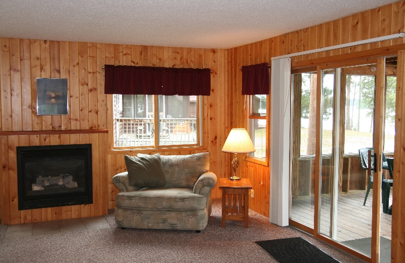 Cabin living room at Bay View Lodge.