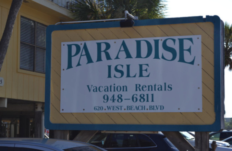 Sign at Paradise Isle Resort.