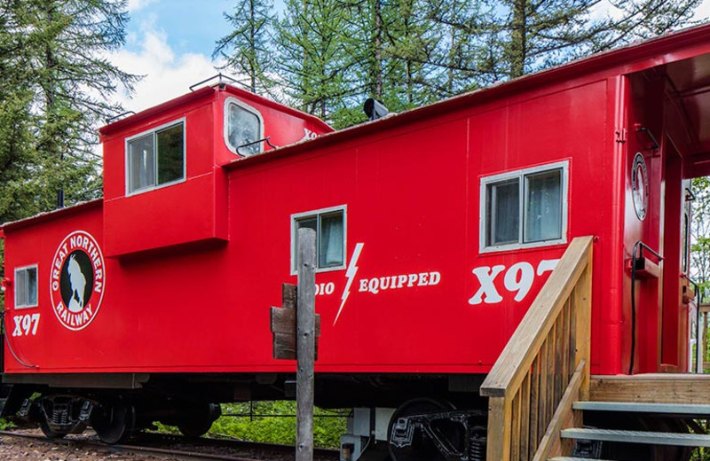 Caboose exterior at Izaak Walton Inn.