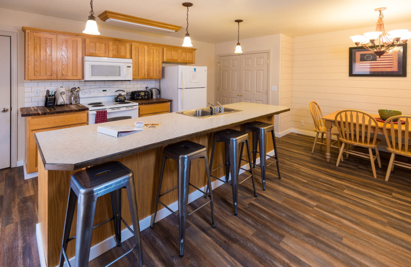 Rental kitchen at Sisters Vacation Rentals.