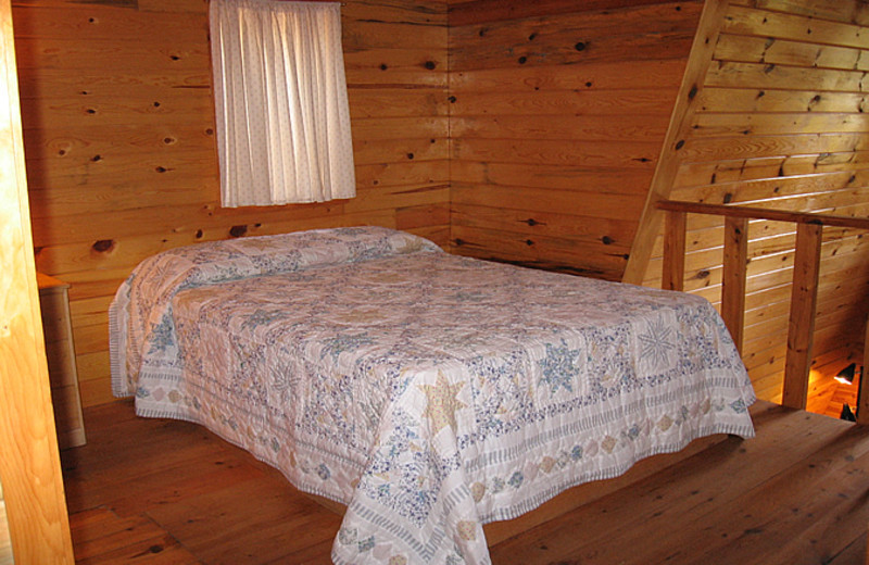 Cabin bedroom at Little Norway Resort.