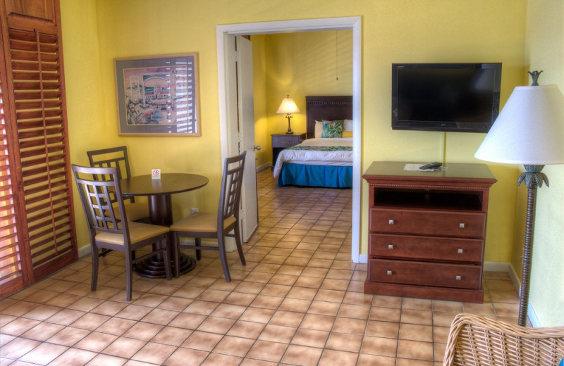 Guest room at Bluebeard's Castle Resort.