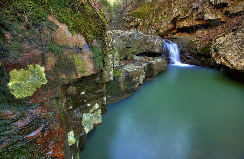 Hidden falls at Rainey Day Resort.