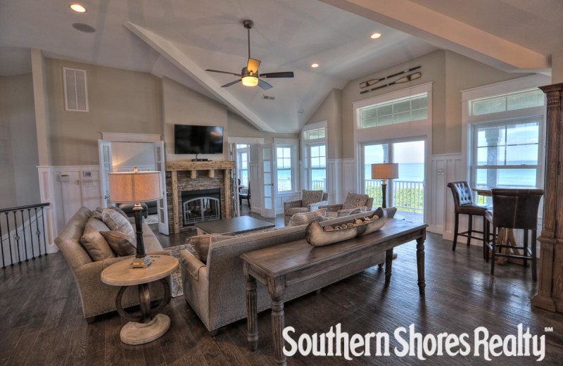 Rental living room at Southern Shores Realty.