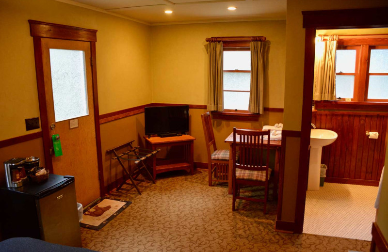 Cabin living room at Johnston Canyon Lodge & Bungalows.