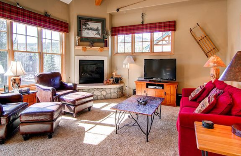 Vacation rental living room at Breckenridge Central Lodging.