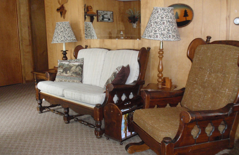 Cabin living room at Golden Rule Resort.