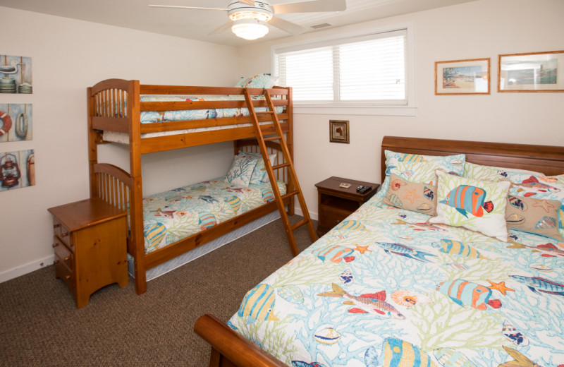 Rental bedroom at Sanctuary Vacation Rentals at Sandbridge.