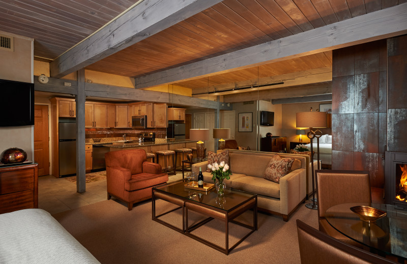 Guest room at Aspen Square Condominium Hotel.