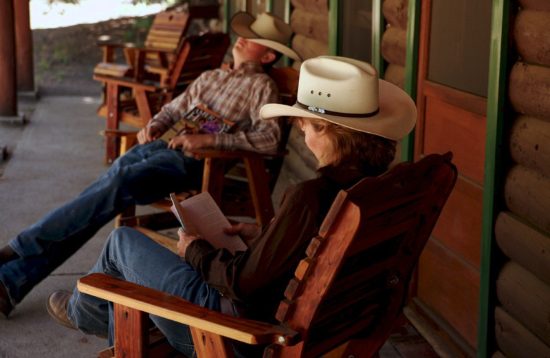 Cabin porch at Elk Mountain Ranch.