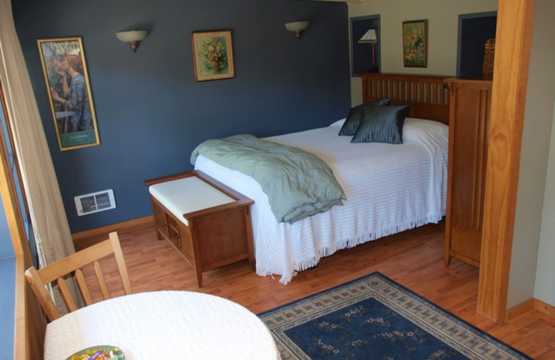 Cottage bedroom View at Hood Canal Cottages.