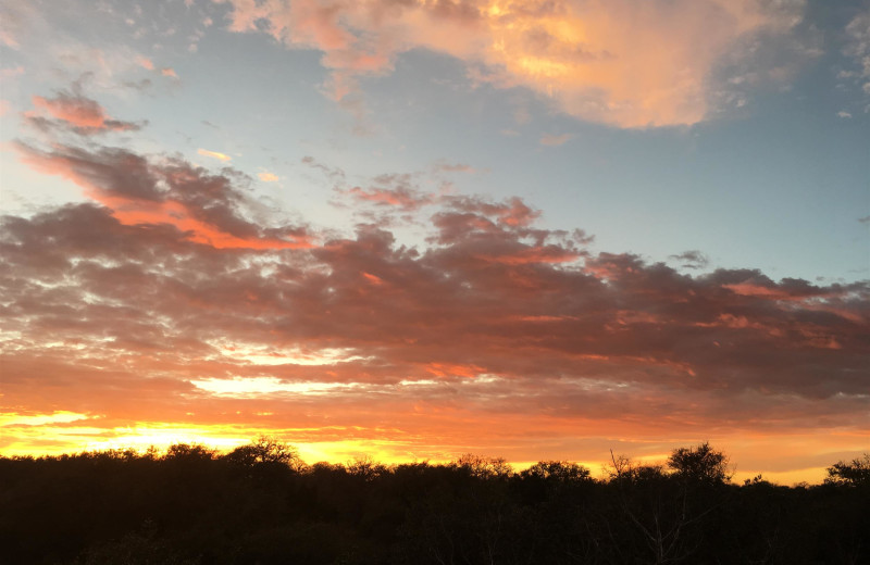 Sunset at Walnut Canyon Cabins.