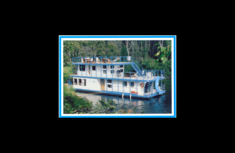 Houseboat exterior at Floating Lodges.