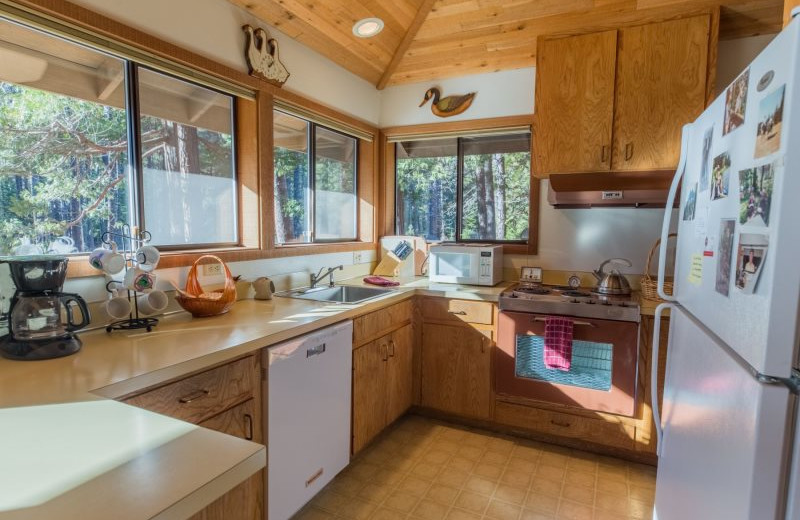 Rental kitchen at Sisters Vacation Rentals.