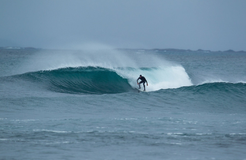 Surfing at Nootka Wilderness Lodge.