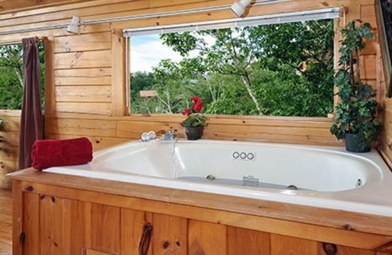 Cabin hot tub at Dollywood Cabins.