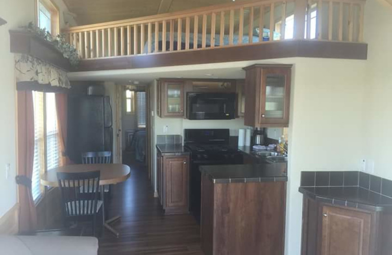 Tiny house interior at The Homestead at Ottertail RV Park and Resort.