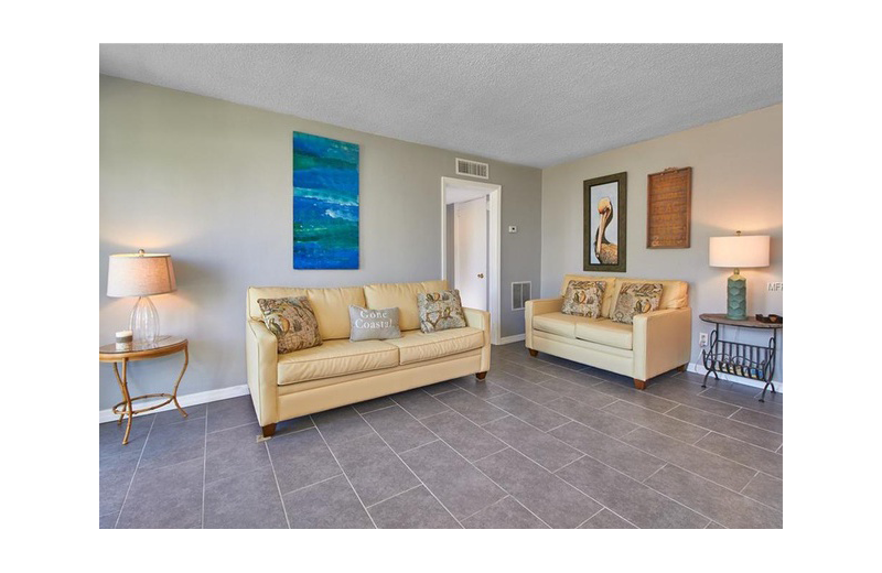 Guest living room at Gulf Winds Resort Condominiums.