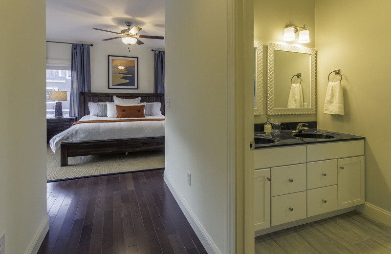 Cottage bedroom at Owl's Nest Resort & Golf Club.