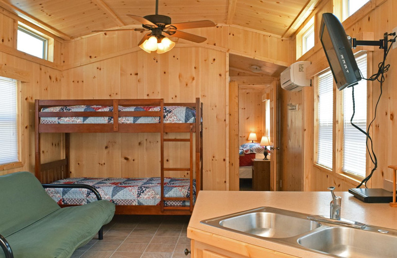 Cabin interior at Yogi Bear's Jellystone Park Quarryville.