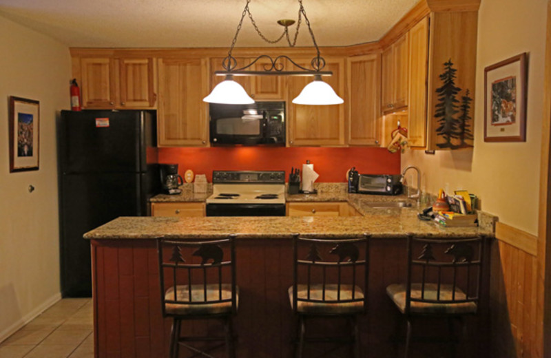 Rental kitchen at Range View Rentals.