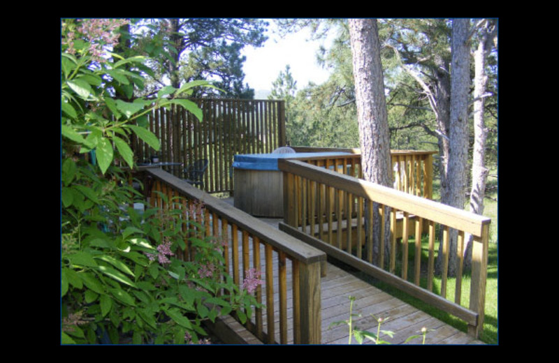 Mediterranean room deck and whirlpool at Coyote Blues Village B&B.