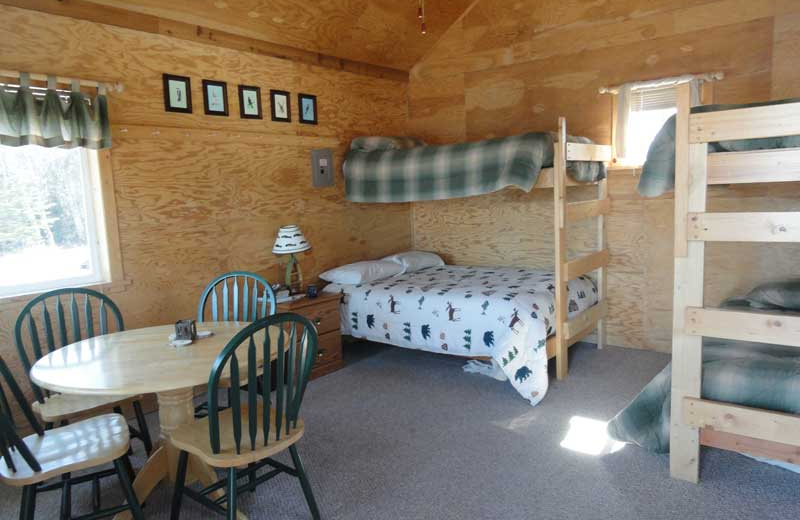 Cabin bunk beds at The Northwoods Lodge.