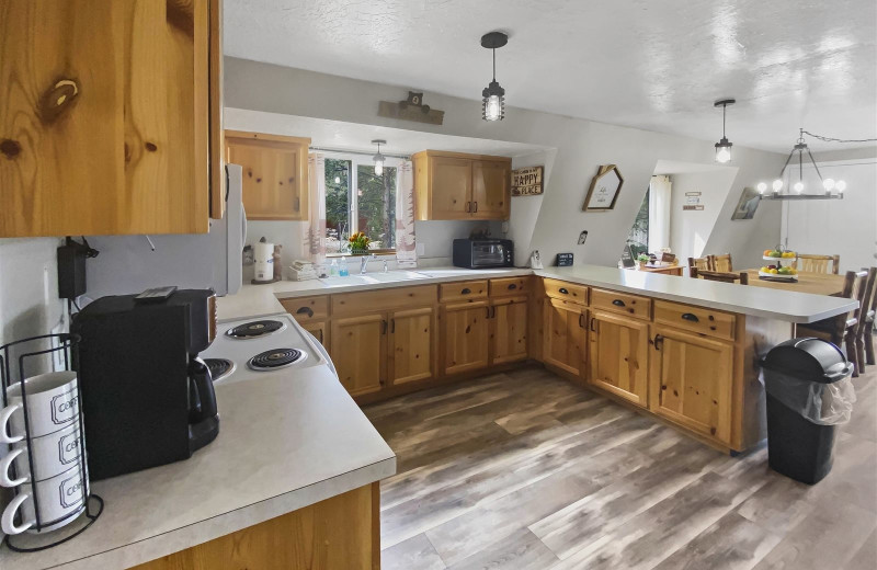 Rental kitchen at Family Time Vacation Rentals.