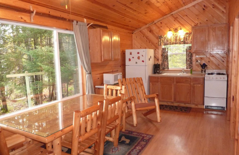 Cabin kitchen at Moose Track Adventures Resort & Outfitter.