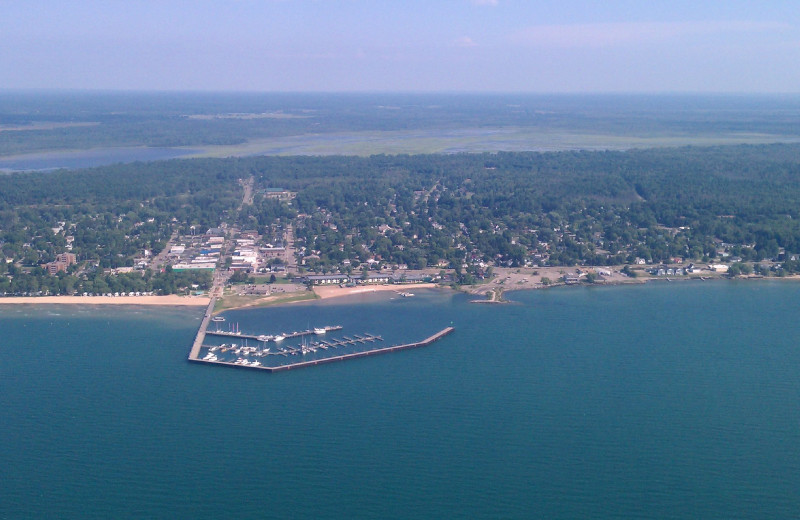 Aerial view of Perfect Landing Vacation Rentals.