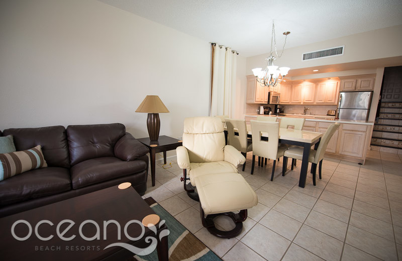 Vacation rental living area at Oceano Beach Resort.