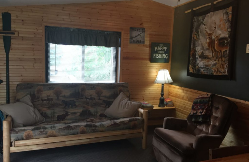 Cabin living room at Blackduck Lodge & Resort.