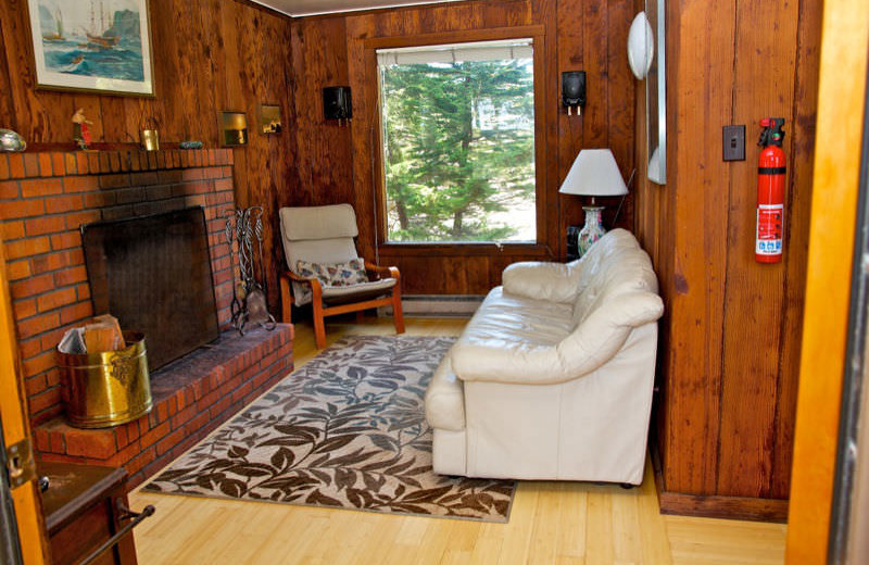 Cabin living room at Serenisea Ocean Cabins.