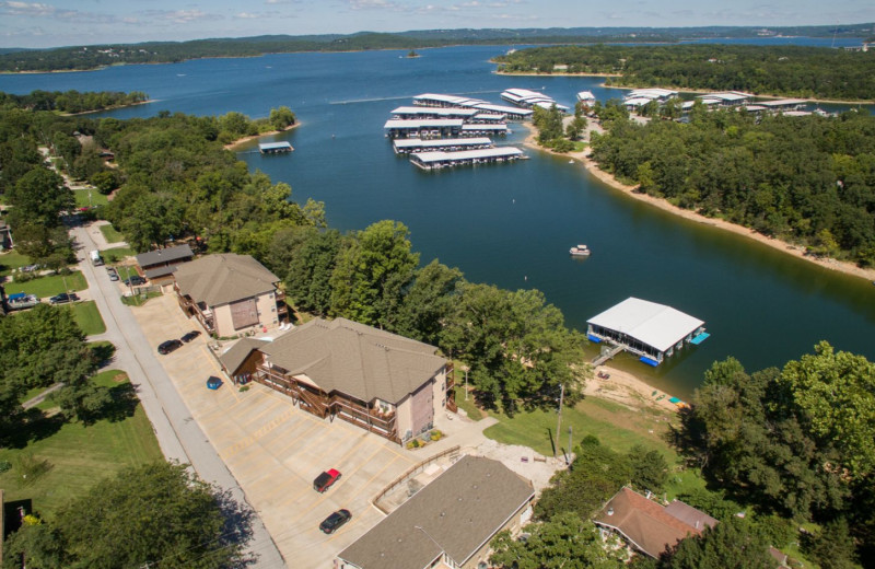 Aerial view of Vickery Resort On Table Rock Lake.