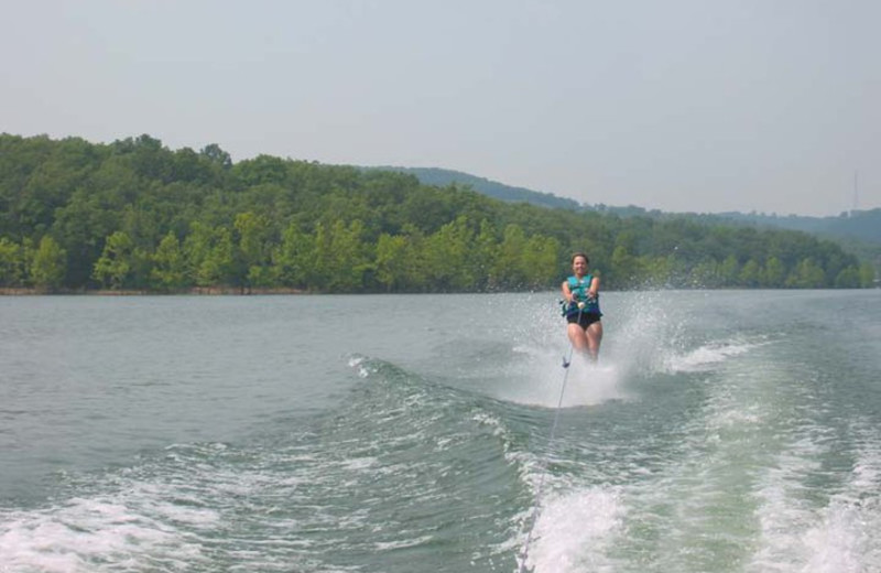 Water skiing on the lake at Golden Arrow Resort.