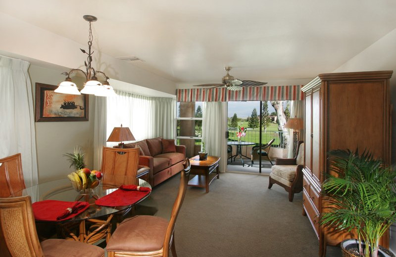 Guest living room at Paniolo Greens Resort.