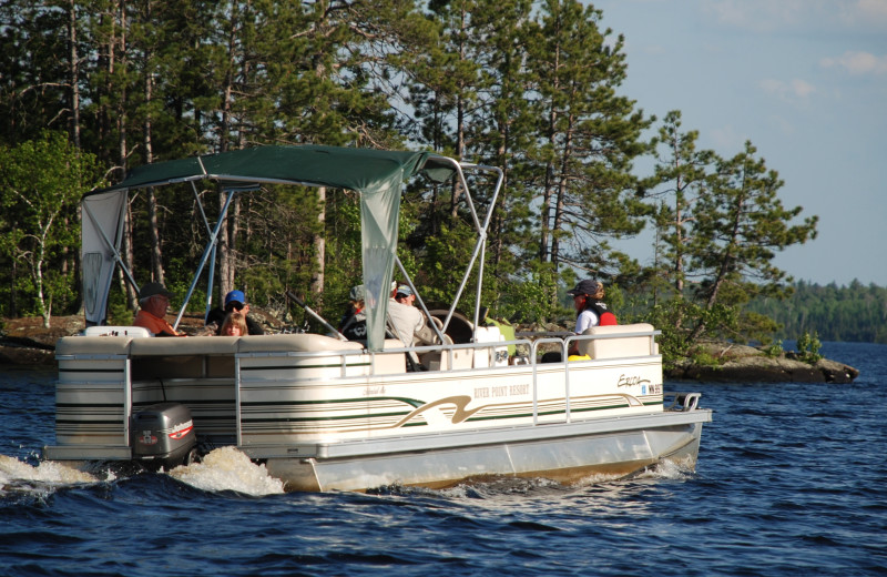 Pontoon boat at River Point Resort & Outfitting Co.