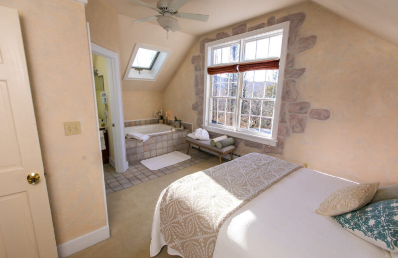 Guest room at The Red Clover Inn & Restaurant.