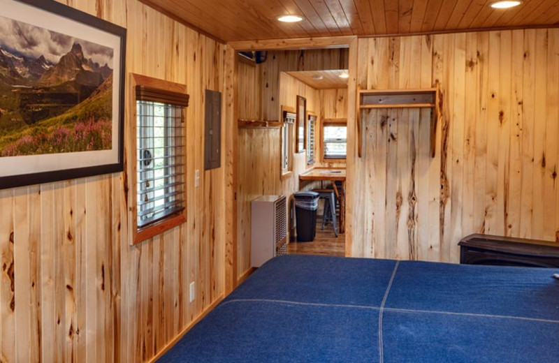 Caboose bedroom at Izaak Walton Inn.