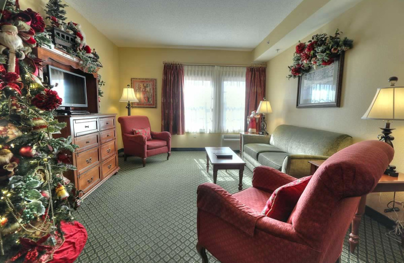 Guest living room at The Inn at Christmas Place.