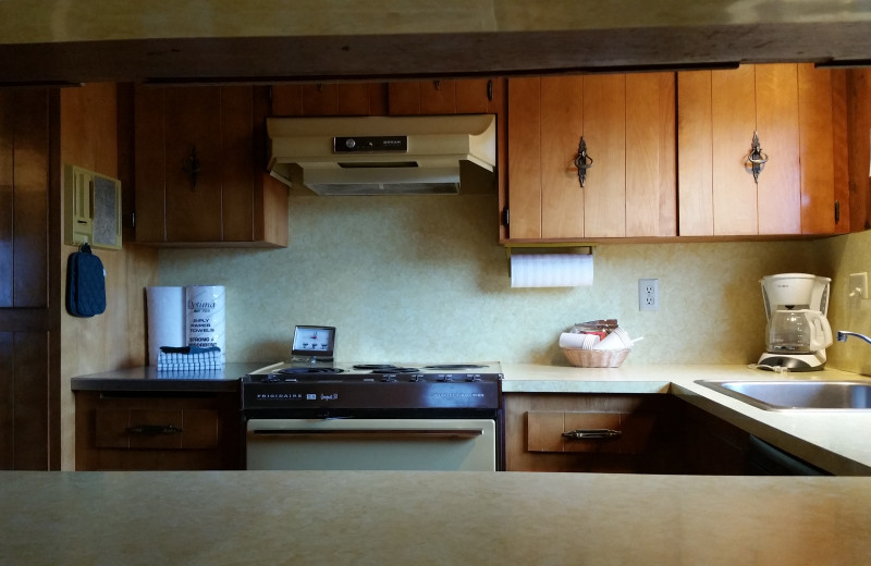 Guest kitchen at Sunset Oceanfront Lodging.