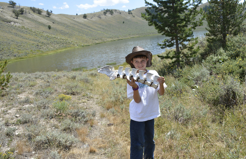 Kid finds cattle bones at Goosewing Ranch.