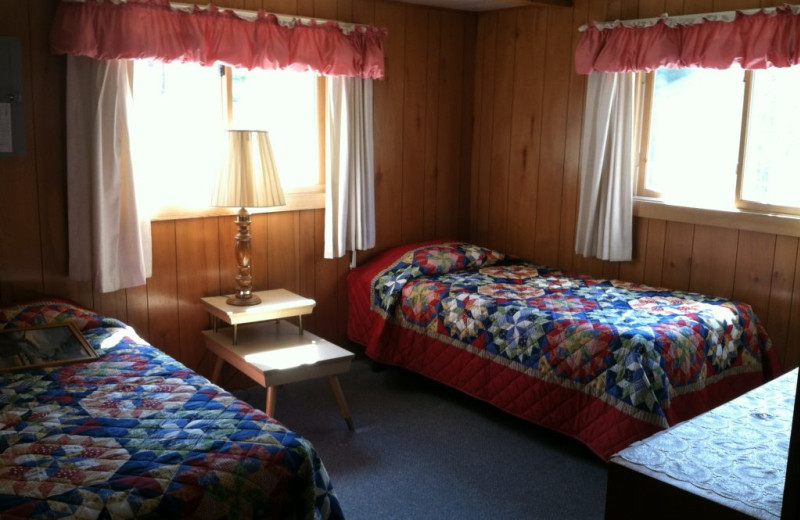 Cabin bedroom at Northland Lodge.