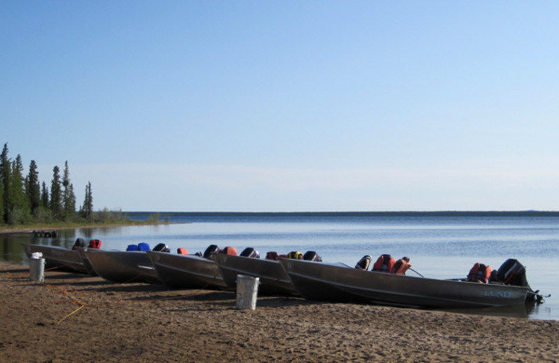 Boats at Plummer's Arctic Fishing Lodges.