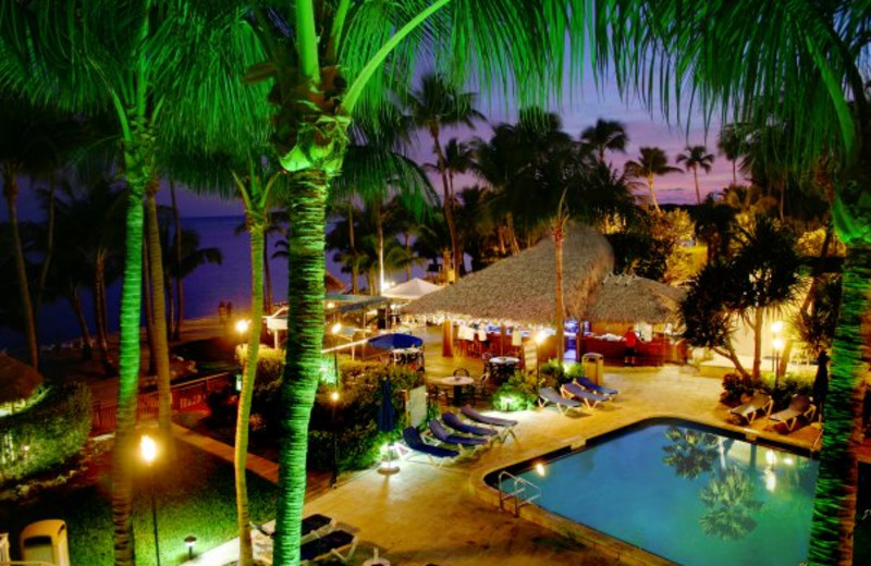 Night view of pool at Hampton Inn & Suites Islamorada.